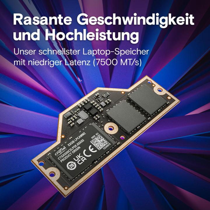 Productafbeelding Crucial LPCAMM2 LPDDR5X 32GB Memory (1 x 32GB, 3750 MHz, LPDDR5X-RAM, LPCAMM2)