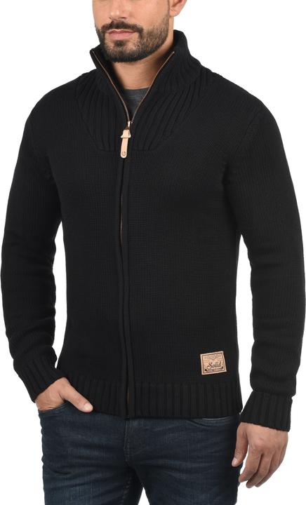 Actual product image Solid Poul Men's Cardigan Chunky Knit Jacket With Funnel Neck (S)
