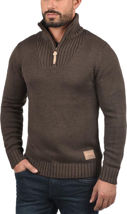Actual product image Solid Petro Men's Jumper Chunky Knit Pullover Troyer With Zipper (M)