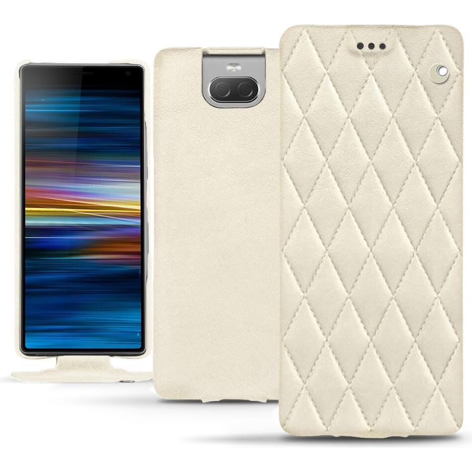 Noreve Lederschutzhülle vertikal (Sony Xperia 10), Smartphone Hülle, Weiss