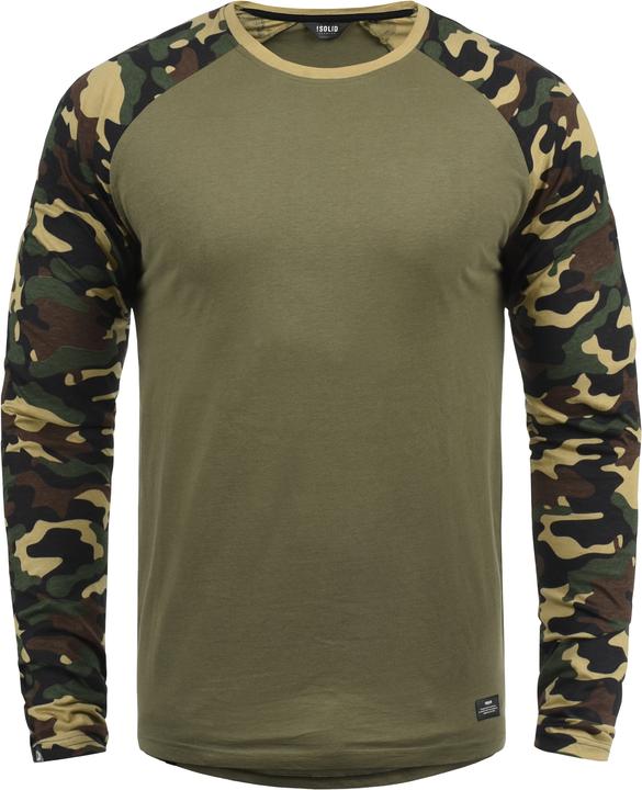 Actual product image Solid Cajus Men's Camouflage Long Sleeve T-Shirt Top With Crew Neck Made Of 100% Cotton With Pattern (M)