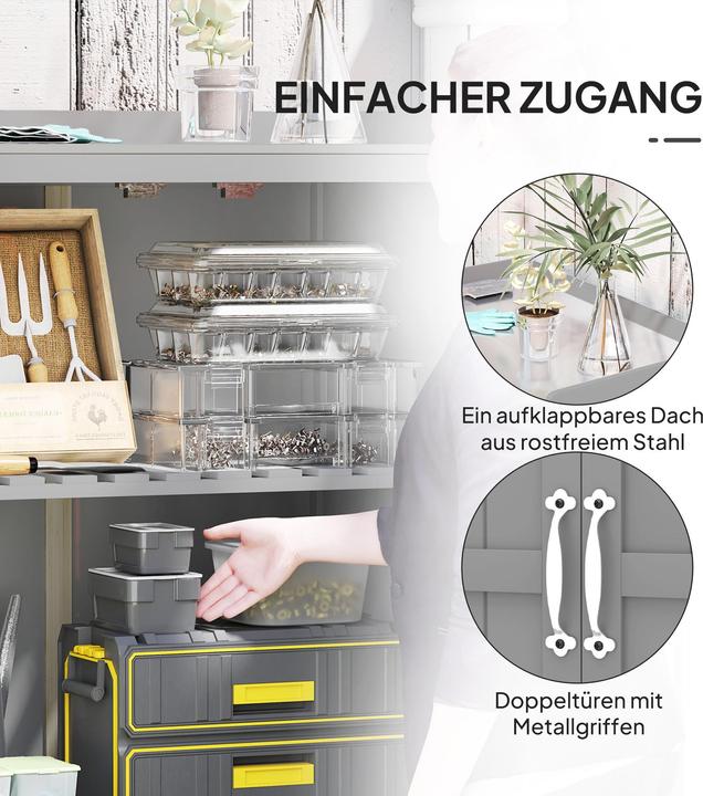 Immagine prodotto Outsunny Gartenschrank Tannenholz, Edelstahl Grau