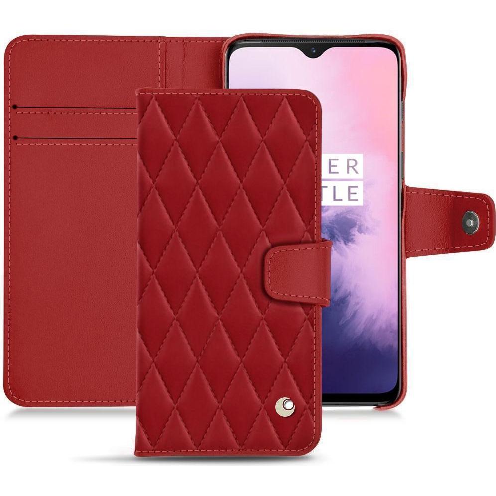 Noreve Lederschutzhülle Wallet (OnePlus 7), Smartphone Hülle, Rot