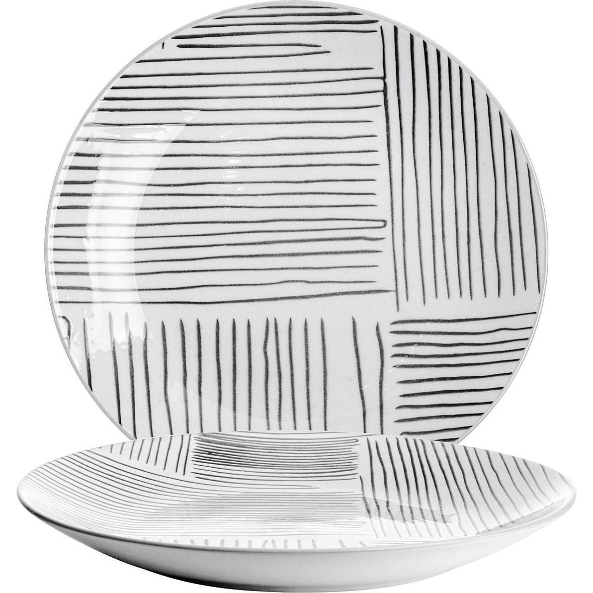 4x Gusta Teller TT Stripes Ø20cm, Teller, Schwarz