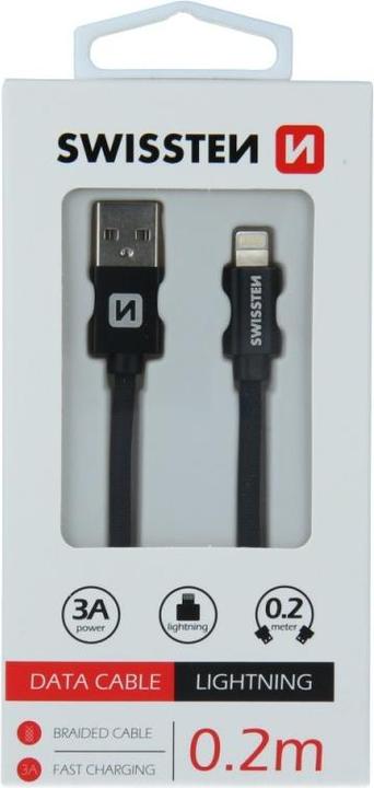 Produktbild Swissten Datenkabel Textil USB / Lightning 0.2 M (0.20 m)