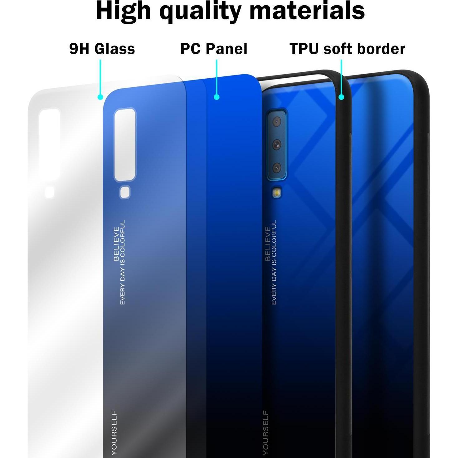 Thumbnail - Cadorabo TPU 2 Farben Glas Cover (Samsung Galaxy A7 (2018)), Smartphone Hülle, Schwarz