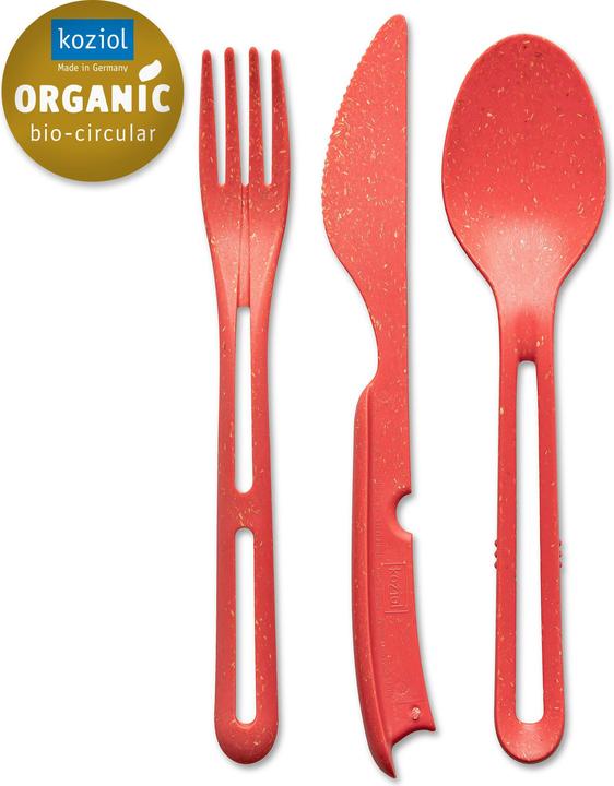 Actual product image Koziol Cutlery set to go Klikk 3 pieces, Red (3 Piece, Cutlery set)