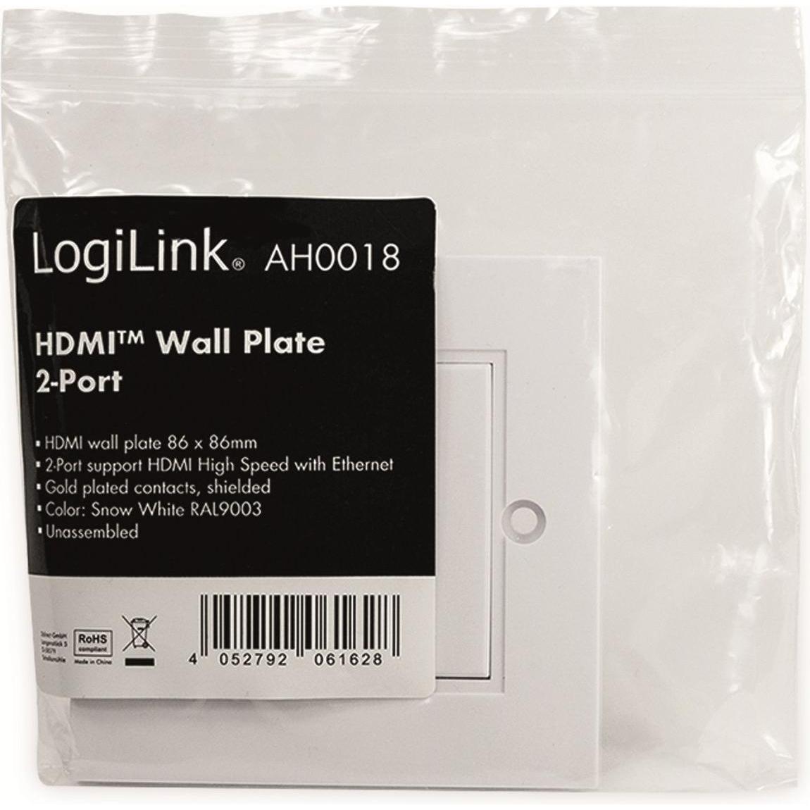 Thumbnail - LogiLink Anschlussdose, 2x HDMI Kupplung (0.09 m, HDMI), Video Kabel