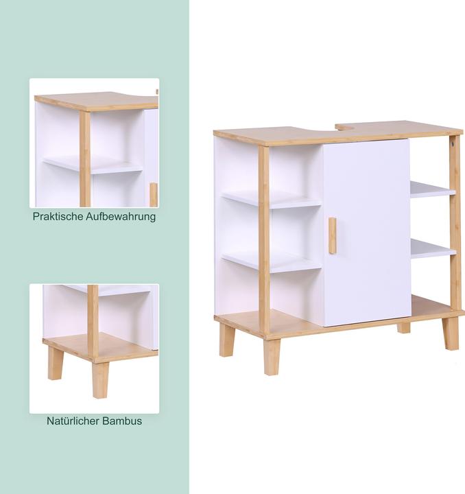 Image du produit Relaxdays Waschbeckenunterschrank Tür & Ablagen (64 x 31 x 65 cm)