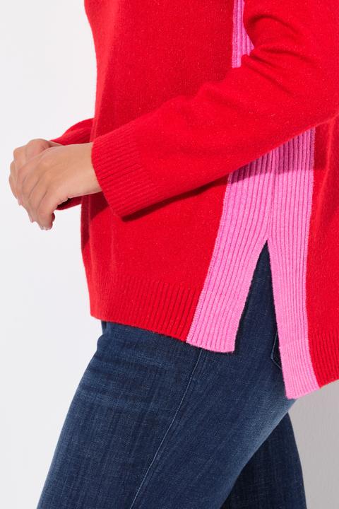 Actual product image Ulla Popken Color Block Long Sleeve Sweater (58)