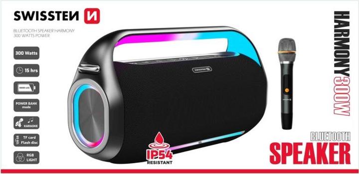 Actual product image Swissten Bluetooth Speaker Harmony 300W Black (15 h, USB power delivery)