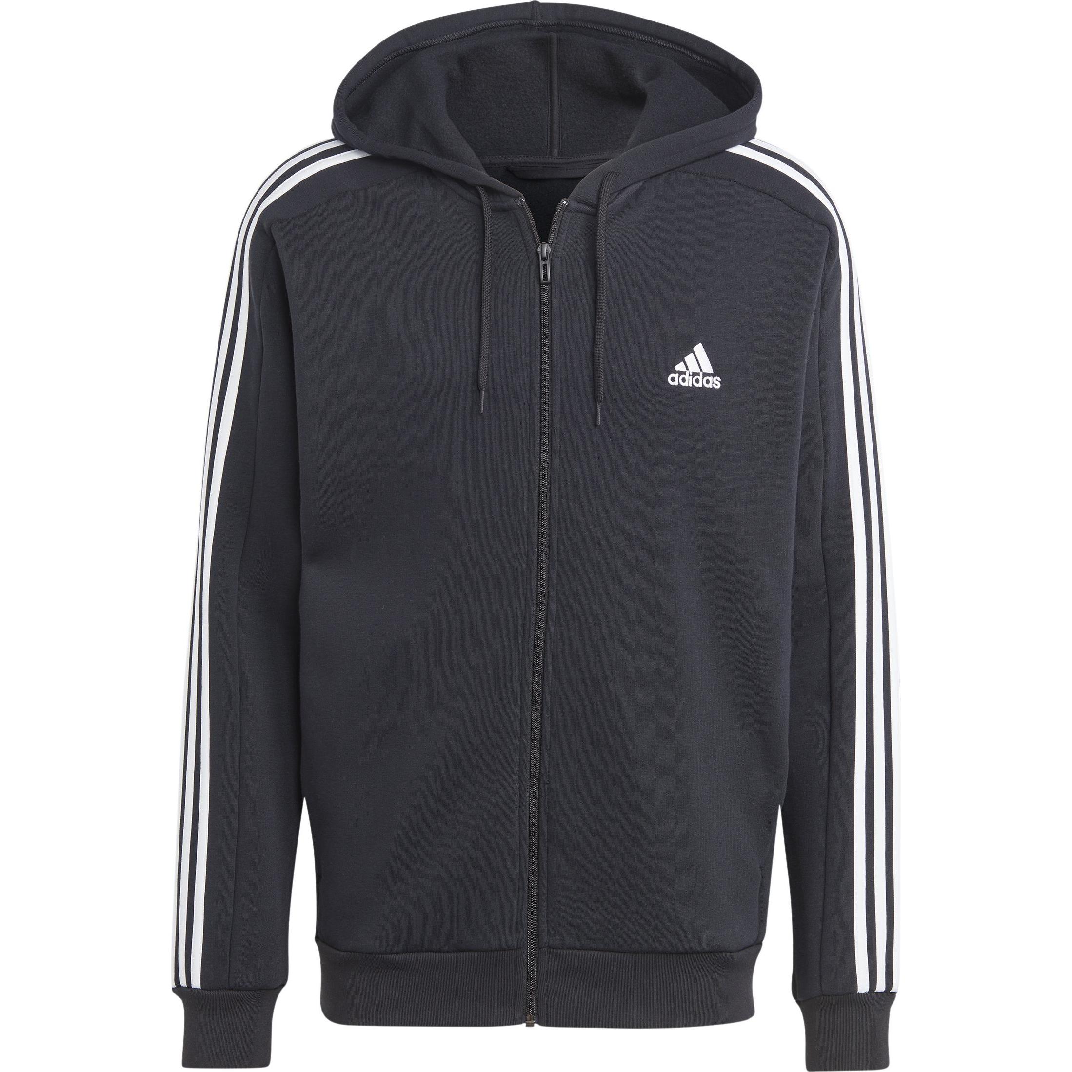 adidas, Herren, Pullover, Essentials 3-Streifen Kapuzenjacke für Herren, Schwarz, (XXL)
