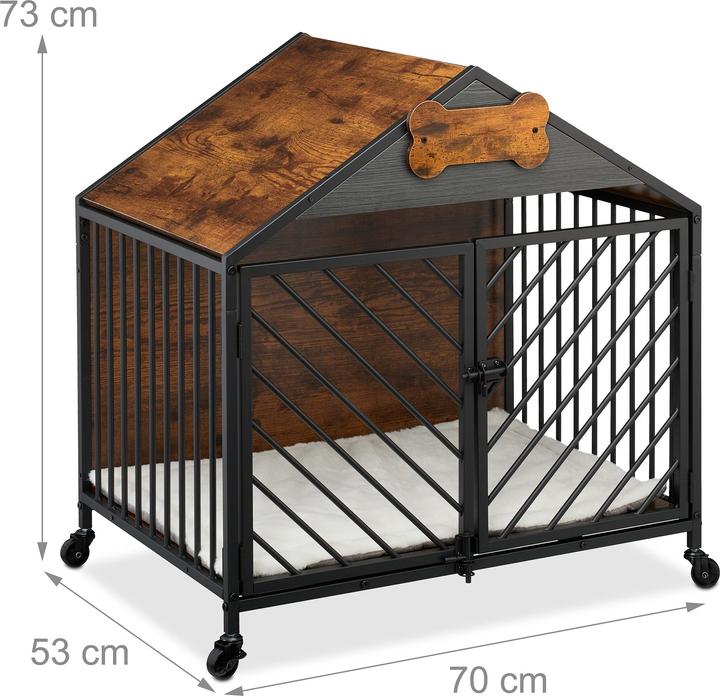 Productafbeelding Relaxdays Hundekäfig für Zuhause mit Rollen (Hondenkennel)