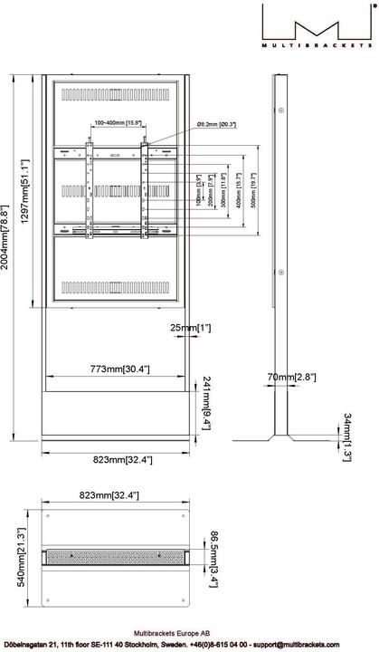 Produktbild Multibrackets Stele ohne Monitor, Portrait, schwarz, 55"/4820