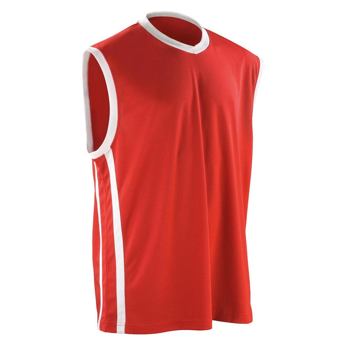 Spiro, Herren, Sportshirt, Men's Basketball Quick Dry Top (Xxl), Mehrfarbig, Weiss, Rot, Xxl
