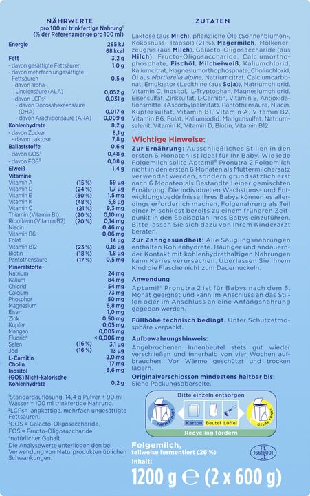 Actual product image Aptamil Pronutra 2 (1200 g, from 6 m.)
