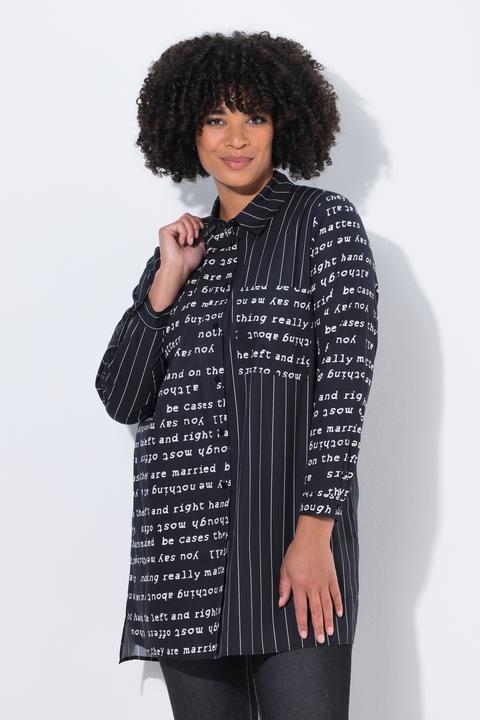 Produktbild Angel of Style Long-Hemdbluse, oversized, Schriftmuster/Streifen (50)