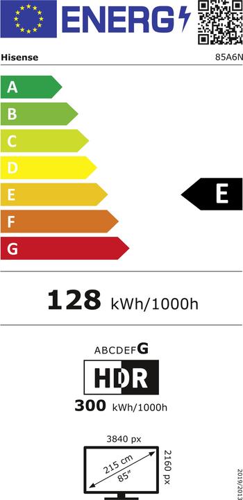 Energie-Label Hisense TV 85A6N (85", LED, 4K, 2024)