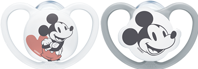 Actual product image NUK Disney Minnie Mouse Space silicone pacifier, 18-36 months, 2 pieces, gray & white (2 x, 18 - 36 M.)