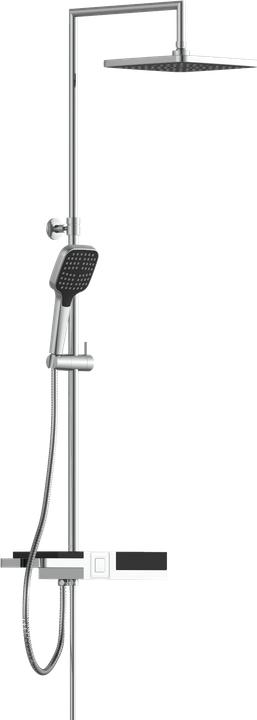 Schütte Regendusche Bad BLUEPERL Überkopfbrause-Set Chrom Schwarz Ablage Duschsystem Regenbrause 60566
