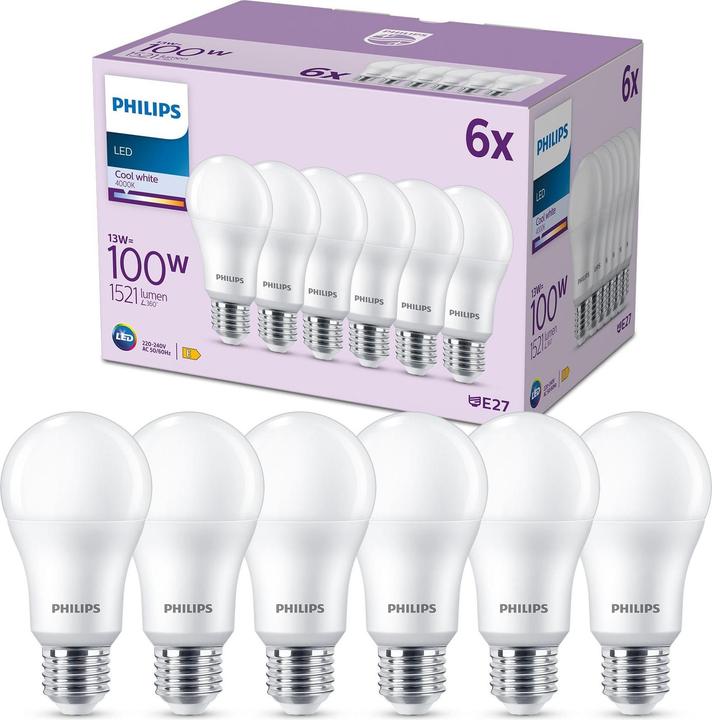 Actual product image Philips LED Bulbs (E27, 13 W, 1521 lm, 6 x, E)