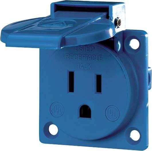 Actual product image Mennekes MEN 10087 Built-on socket outlet blue 125V 15A 2P+E USA