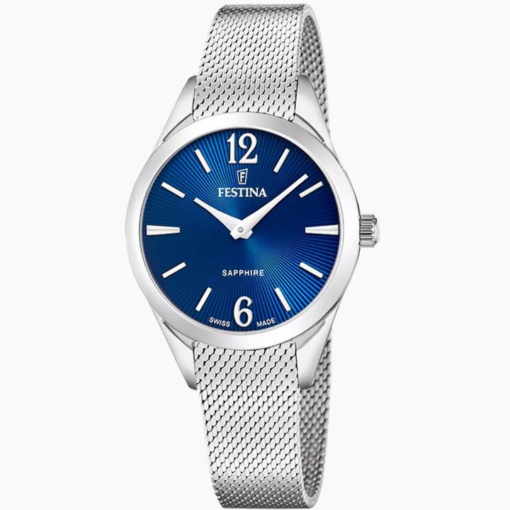 Image du produit Festina Montre Swiss Made Grace Bleu, Bracelet Acier Inoxydable, Femme (Montre analogique, Swiss Made, 32 mm)