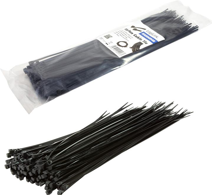Actual product image LogiLink Cable tie 100 pieces, length: 300 mm, thickness: 3,4 mm, black (Plastic cable ties, 300 mm, 100 pcs.)