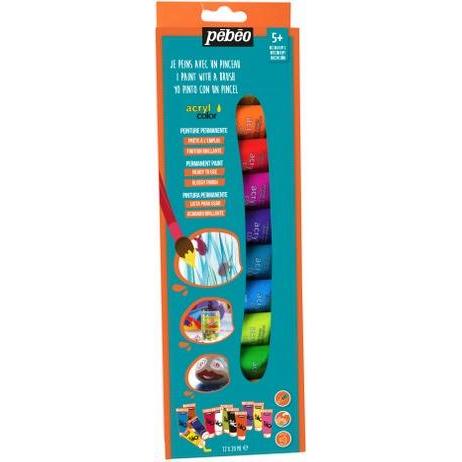 Pebeo, Künstlerfarbe + Bastelfarbe, Acrylcolor Entdecker-Set 12 Tuben Basic (20 ml)
