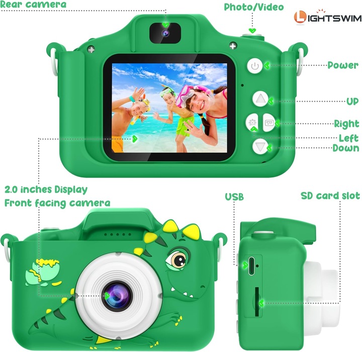 Actual product image Lightswim HD dinosaur camera