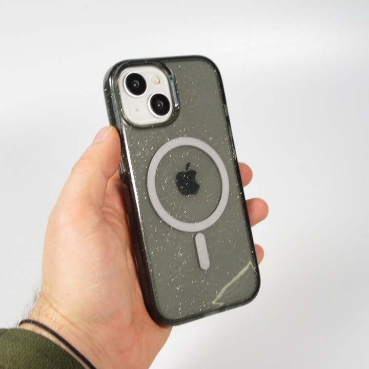 Actual product image PhoneLook Hard silicone case with glitter back and MagSafe (Apple iPhone 15)