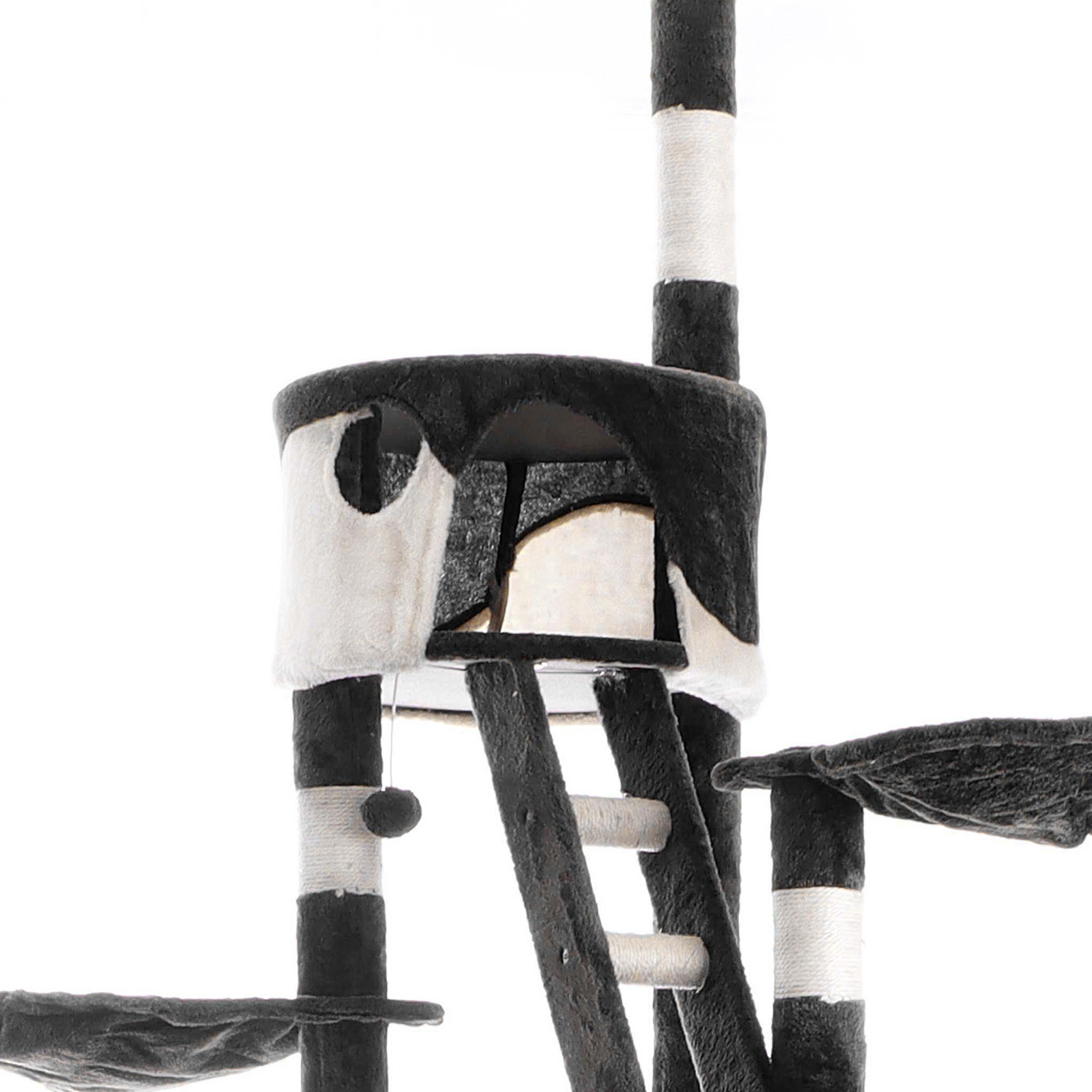 Thumbnail - Wiltec Kratzbaum 240–260cm schwarz/weiss Katzenkratzbaum deckenhoch Kletterbaum (260 cm, Schwarz, Weiss), Katzenbaum