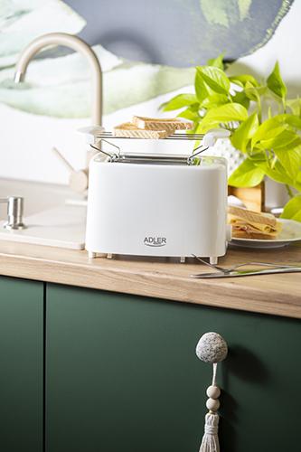 Produktbild Adler Toaster AD 3223 Power 750 W, Number of slots 2, Housing material Plastic, Baltas