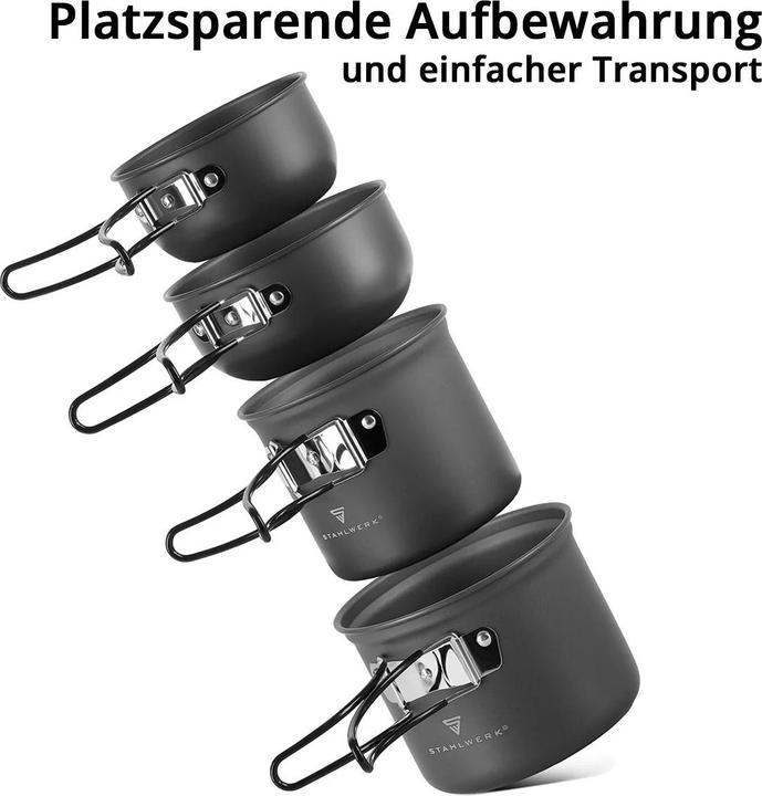 Produktbild Stahlwerk Camping Kochtopf-Set 4-teilig aus Aluminium Outdoor Kochgeschirr Set