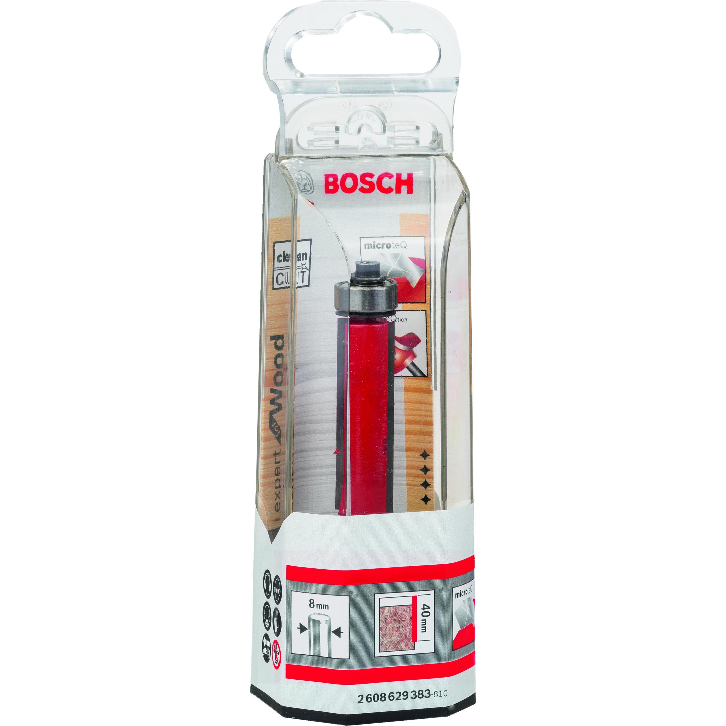 Thumbnail - Bosch Professional Zubehör, Fräser, Bündigfräser Expert for Wood Laminate, 8 mm, D1 12,7 mm, L 40 mm, G 84 mm