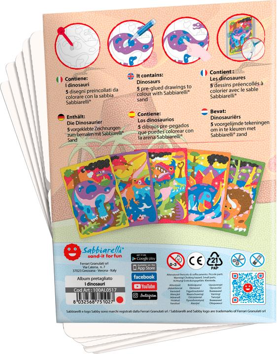 Image du produit Sabbiarelli Sand-it for Fun Album Dinosaures, 5 motifs (15 x 20 cm)