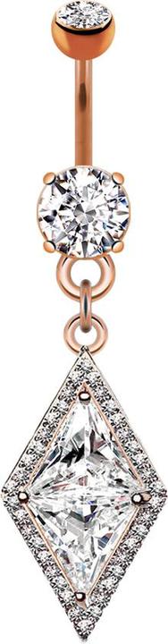 Immagine prodotto Star Piercing Banana oro rosa con due sfere di cristallo ciondolo argento lungo cristallo (Ottone, Acciaio chirurgico 316L)