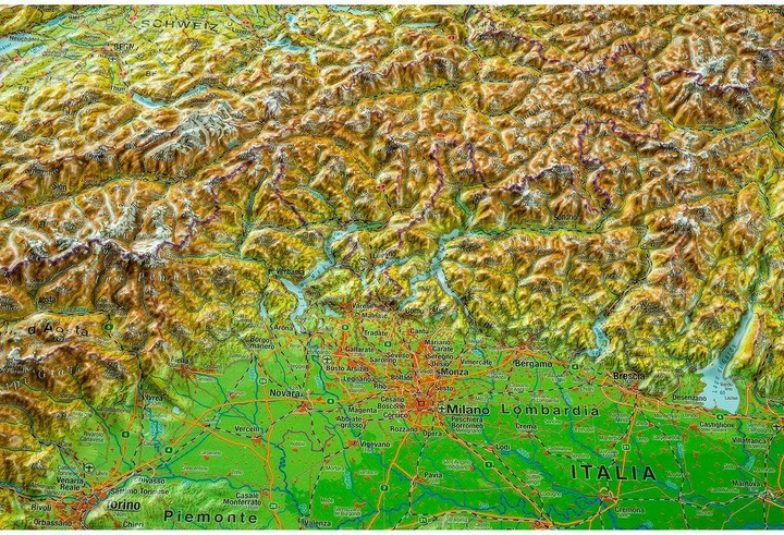 Actual product image 3D relief map Alps