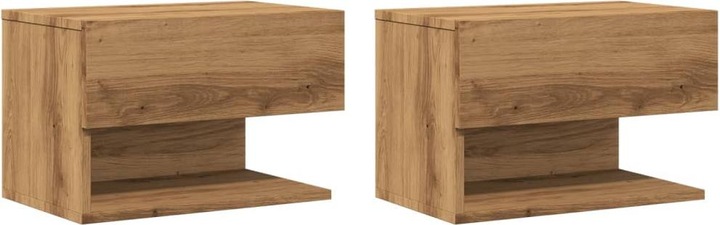 Produktbild VidaXL Wand Nachttisch Nachtschrank Nachtkommode Hängend 2 Stk. Artisan-Eiche (46 x 29.5 x 30 cm)