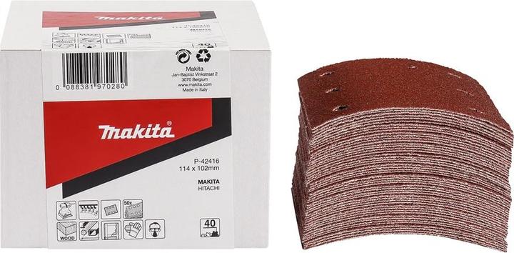 Produktbild Makita Schleifpapier Klett 114 x 102 mm (6 Löcher) Körnung 40, 50 Stück (40)