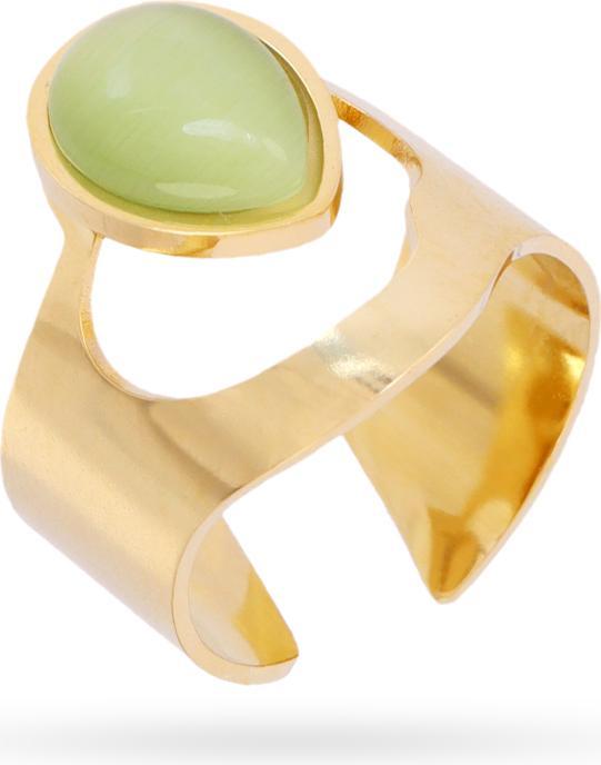 Emilia Ring - Goldstahl - Synthetische Steine - Verstellbar (One Size)