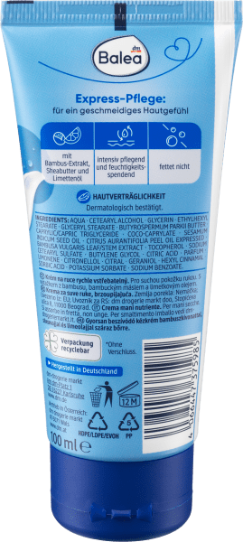 Actual product image dm Balea Fast-absorbing hand cream (100 ml)