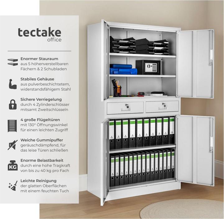 Produktbild tectake Aktenschrank (90 x 40 x 180 cm)