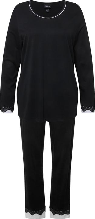 Immagine prodotto Ulla Popken Damen grosse Grössen Pyjama, Spitze, Rundhals, Langarm schwarz 62+ 812441100-62+ (62)