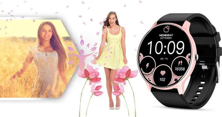 Produktbild Giewont GW120-3 Roségold-Schwarze Smartwatch
