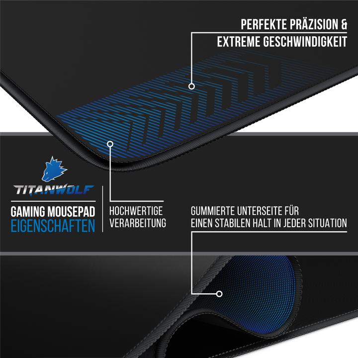 Produktbild Titanwolf Gaming Mauspad, Speed Gaming Mausmatte 280 x 200mm, Mousepad mit gummierter Rückseite, schwarz
