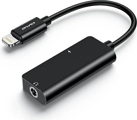 Actual product image adidas Adapter USB Awei CL-121 Lightning - 3.5 mm socket + Lightning Black (AWEI083BLK)