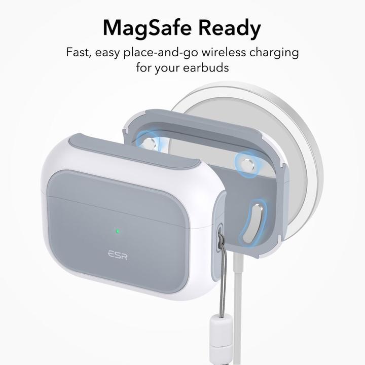 Actual product image ESR ORBIT HALOLOCK MAGSAFE Apple AIRPODS PRO 1 / 2 WHITE (Headphone bag)