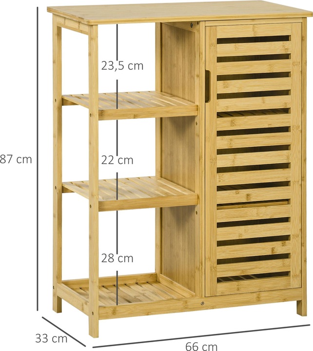 Actual product image Kleankin Bathroom cabinet with open shelf and anti-tilt protection (66 x 33 x 87 cm)