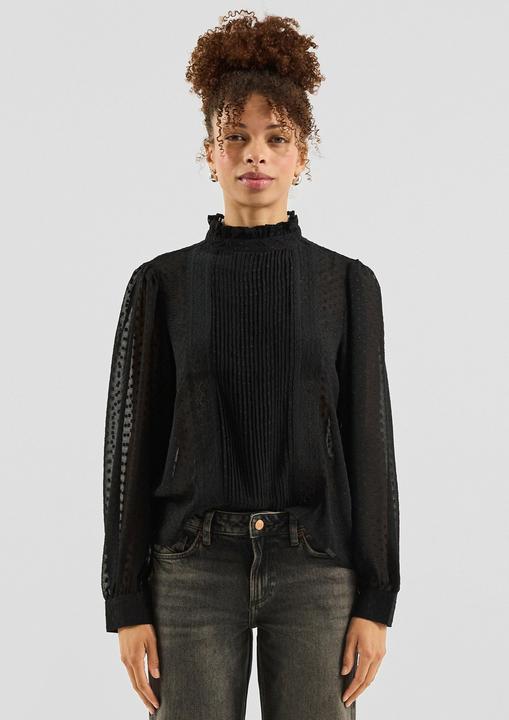 Immagine prodotto s.Oliver Bluse Transparente Chiffonbluse Biesen und Rüschen am Stehkragen (42)